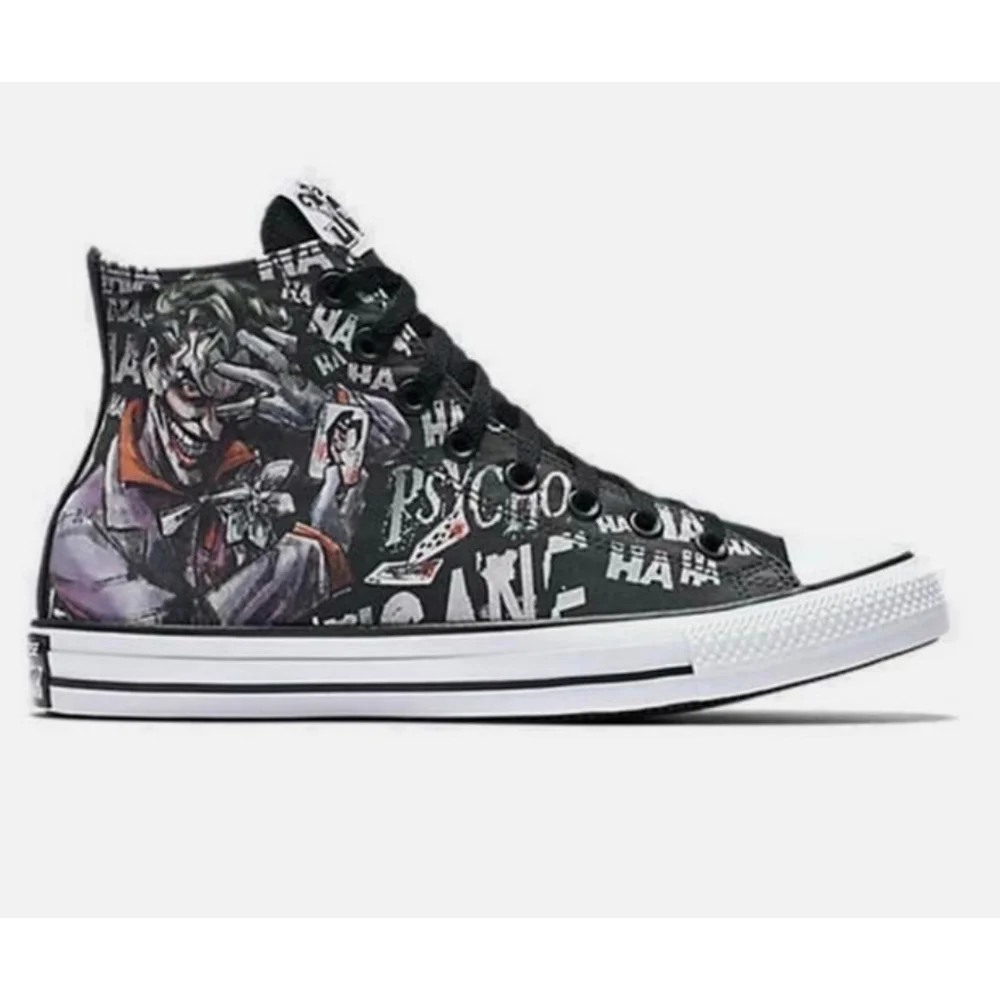 RARE New Converse X DC Joker Cosplay Grunge Graphic High Top Sneakers Womens 8.5 - Picture 9 of 14